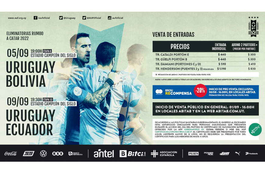 Los detalles de la venta de entradas para el partido entre Uruguay