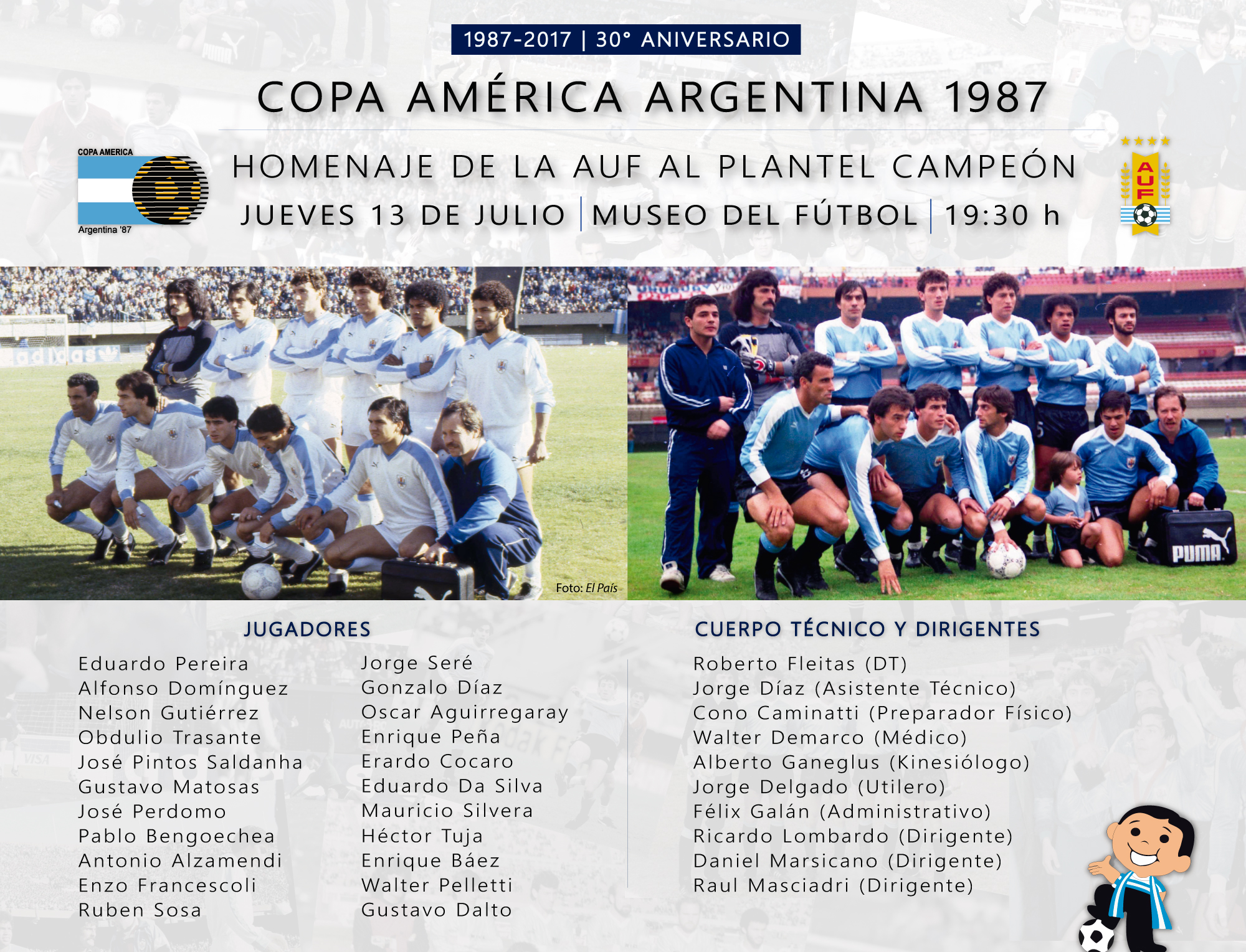 Homenaje a los campeones de 1987 AUF