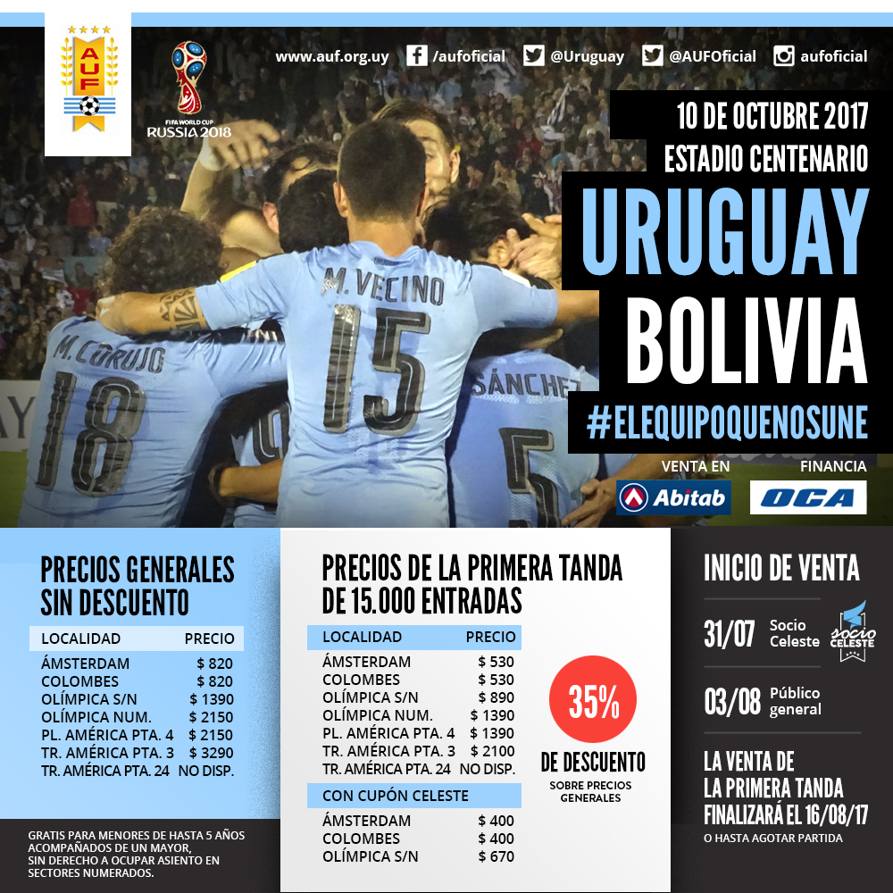 Los detalles de la venta de entradas para el partido entre Uruguay