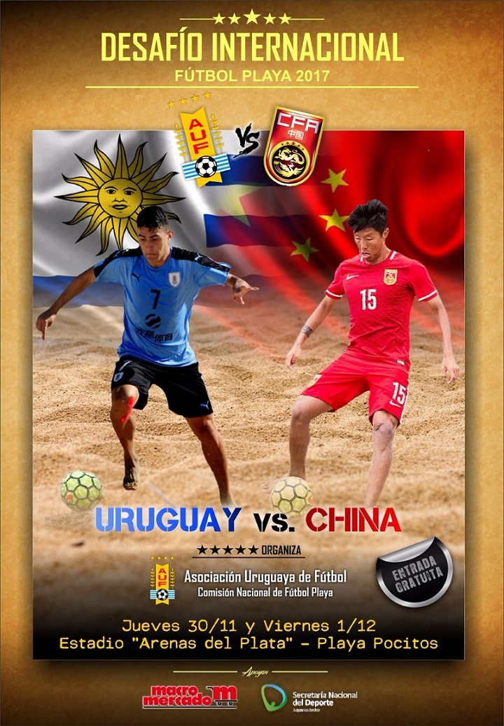 Fútbol Playa  Uruguay jugará dos amistosos ante China el 30/11 y