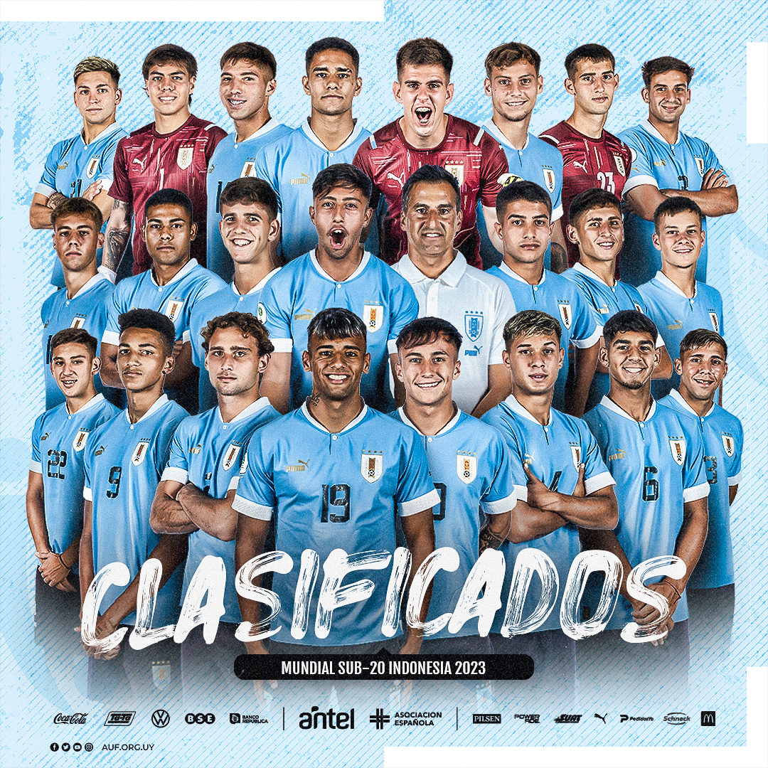 El plantel completo de Uruguay para el Mundial Sub 20 de 2023