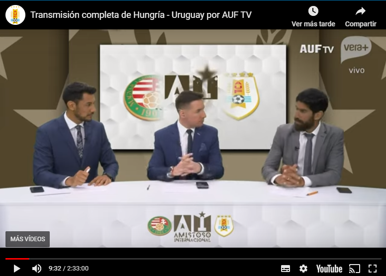 Transmisión completa de Hungría - Uruguay por AUF TV